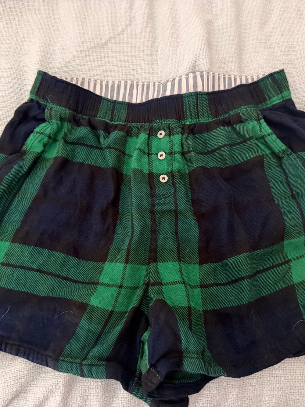 Green & Navy Plaid Women’s Lounge Shorts